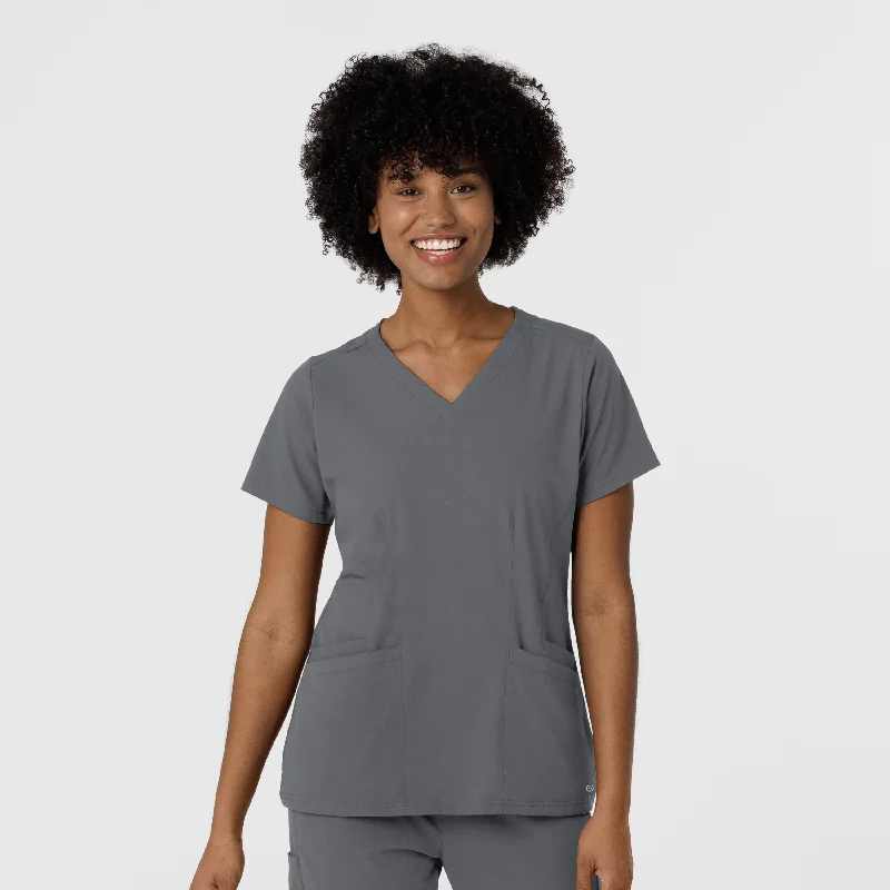 Aero Remix Women's Flex-N-Reach V-Neck Scrub Top - Pewter Hot Trends