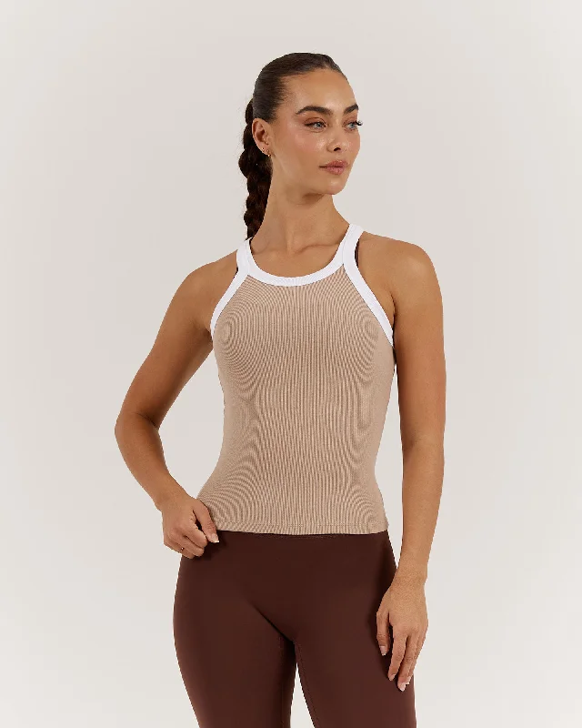 AGILITY RIBBED TANK TOP - ALMOND Seasonal Fashion