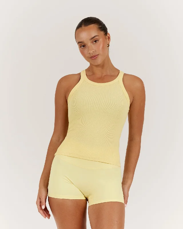 AGILITY RIBBED TANK TOP - BUTTER Romantic Detailing