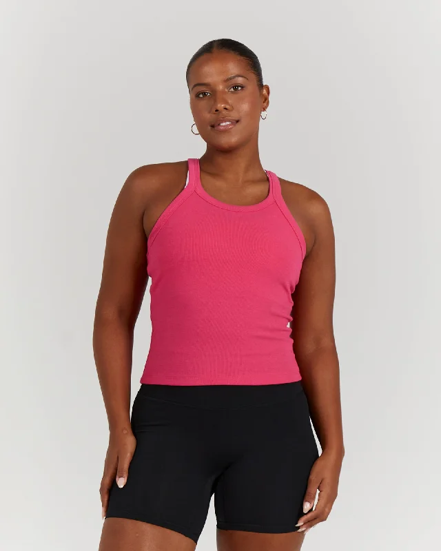 AGILITY RIBBED TANK TOP - HOT PINK Popular Collection