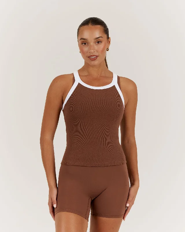 AGILITY RIBBED TANK TOP - TOFFEE Alluring Design