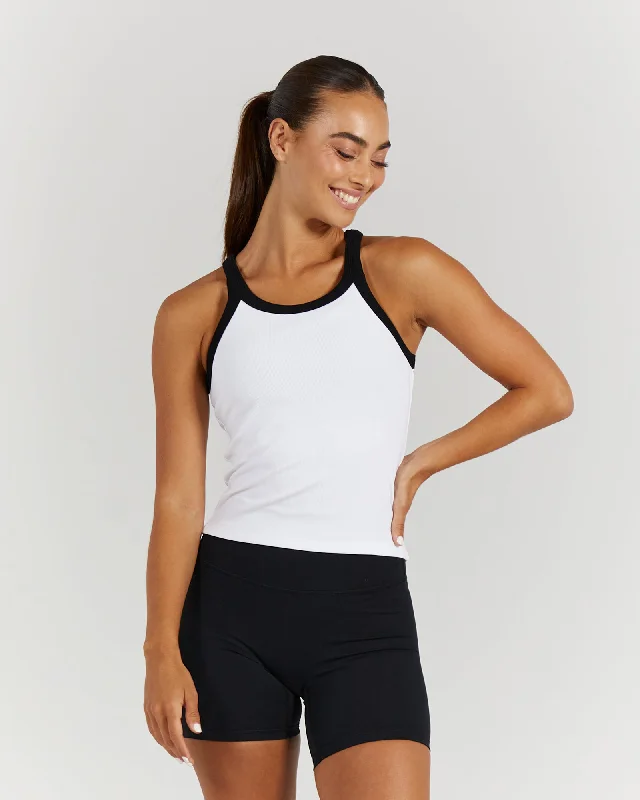 AGILITY RIBBED TANK TOP - WHITE BLACK Seasonal Trends