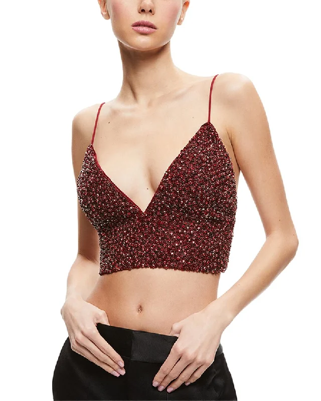 alice + olivia Carli Crystal Embellished Bra Top Chic Styles