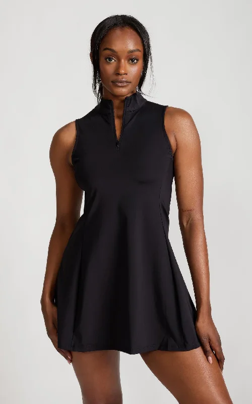 All Day Performance Dress in Black Chic Style, Always In Vogue