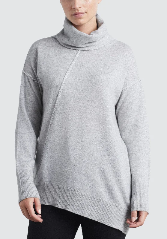 Asymmetric Hem Cashmere Sweater | Foggy/Snow Exclusive Discount