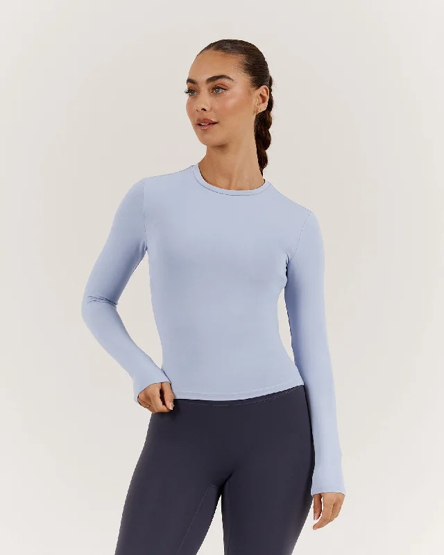 ATHLEISURE LONG SLEEVE TOP - POWDER BLUE Stay Ahead In Style