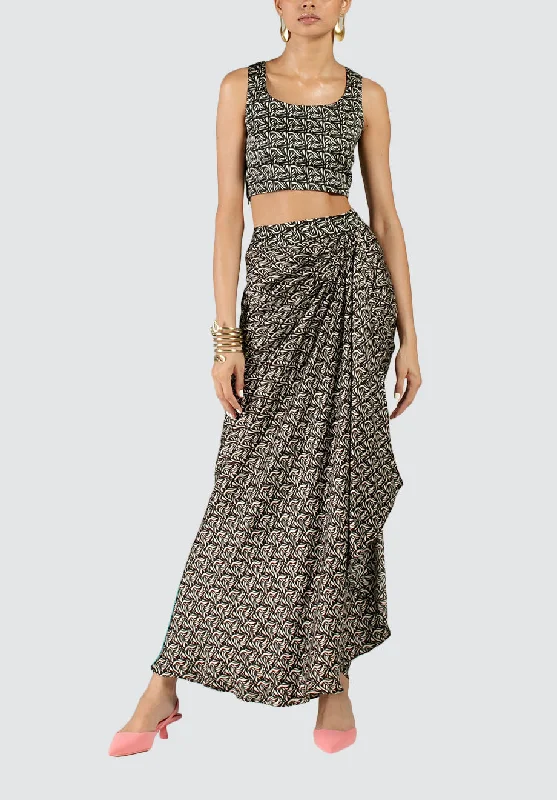 Azulik Draped Skirt & Crop Top Casual Chic