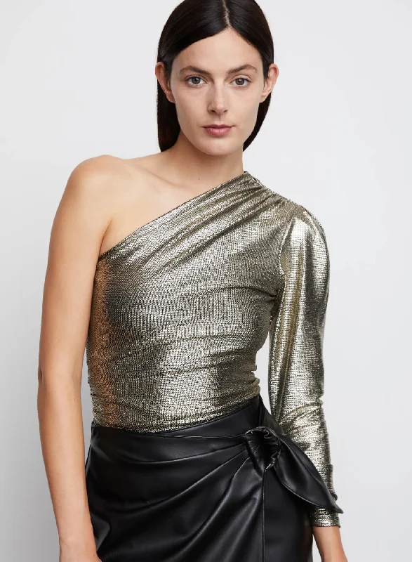 Bailey Fitted Asymmetrical Top in Black/Gold Style Upgrade