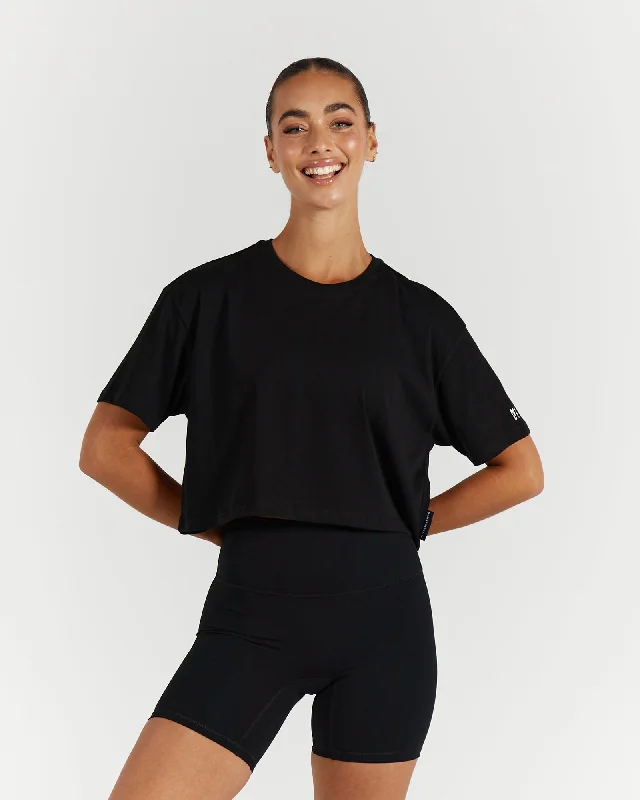 BASE CROP TEE - BLACK Fashion Sale