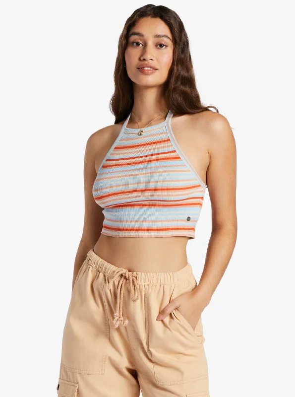 Beach Cruiser Crop Top - Warm Sunset Stripe Summer Deals