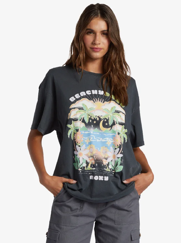 Beachy Days Oversized Boyfriend T-Shirt - Anthracite Casual Chic