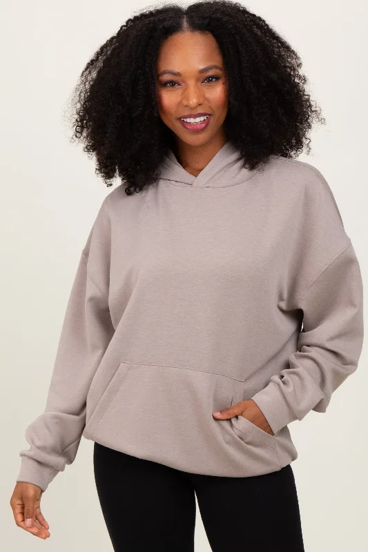 Beige Basic Hoodie Sweatshirt Elevated Style