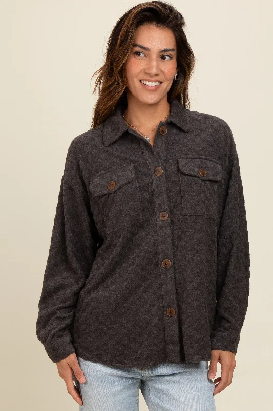 Black Checker Plaid Button Down Shirt Everyday Wear