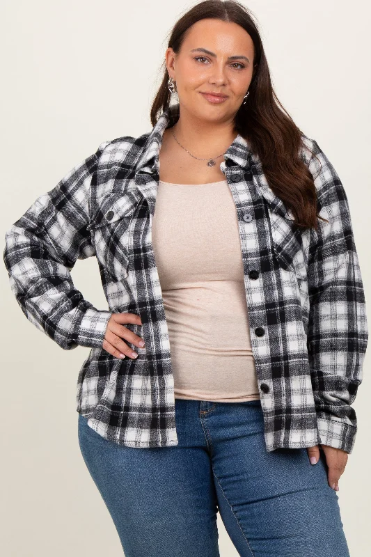 Black Plaid Button Down Plus Flannel Effortless Chic Apparel