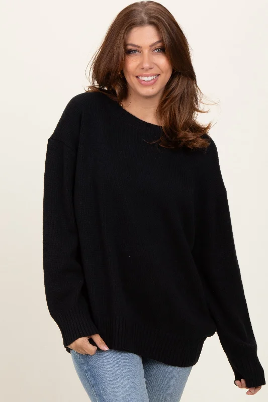 Black Soft Knit Basic Sweater Budget-Friendly Fashion