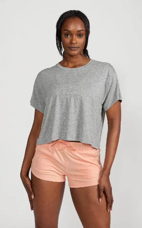 Loose-fit Crop Top in Grey Elegant Style