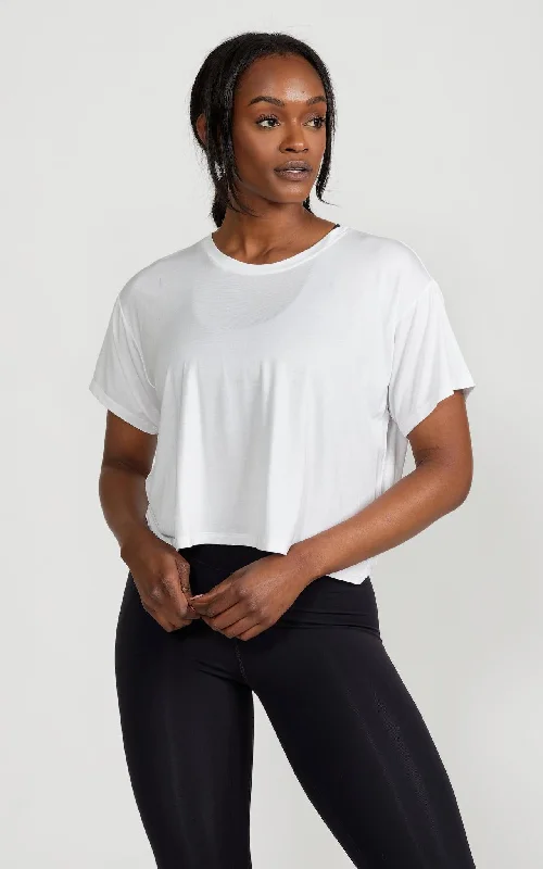 Loose-fit Crop Top in White Wardrobe Essentials