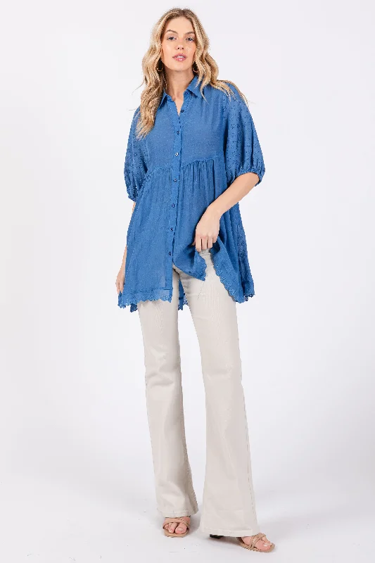 Blue Collared Lightweight Tunic Mother's Day Special