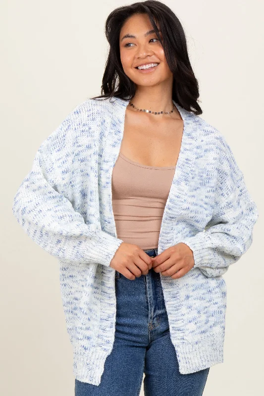 Blue Speckled Chunky Knit Oversized Cardigan Comfort Meets Fashion