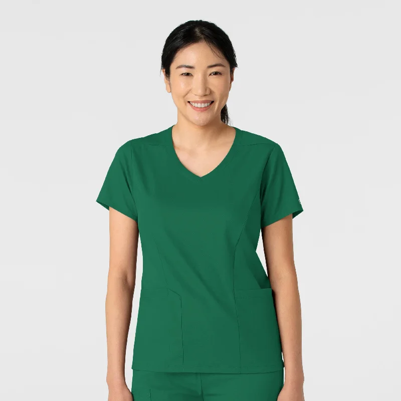 Boundless Women's 2-Pocket V-Neck Scrub Top - Hunter Fashion Deal