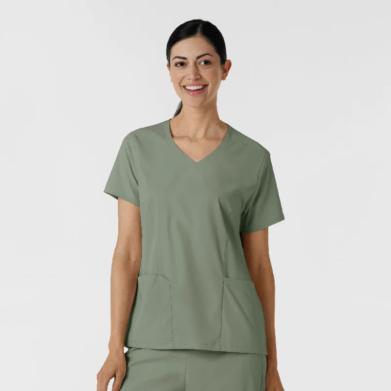 Boundless Women's 2-Pocket V-Neck Scrub Top - Sage Fashionista Favorites