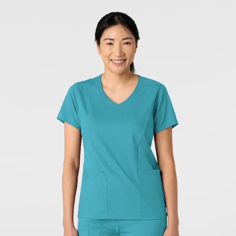 Boundless Women's 2-Pocket V-Neck Scrub Top - Teal Final Clearance