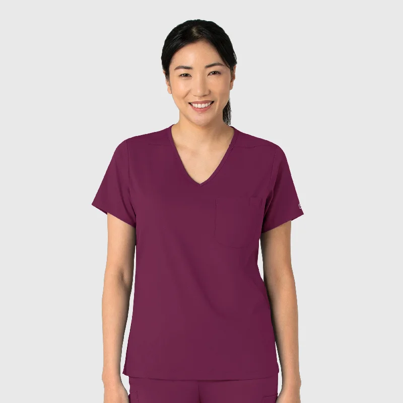 Boundless Women's Tuck-In Scrub Top - Wine Graceful Movement