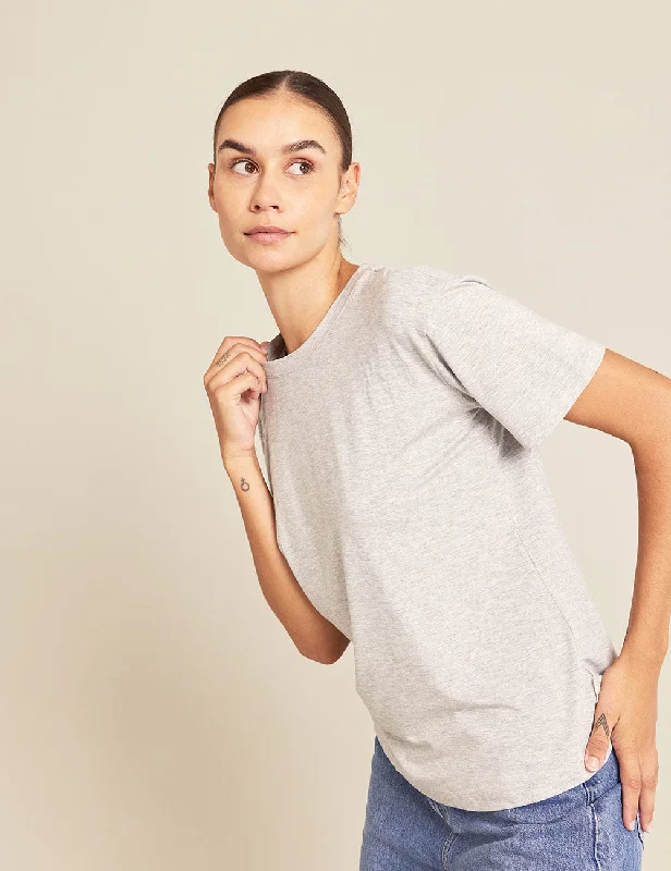 Boyfriend T-Shirt - Light Grey Marl Trendy Women's Collection