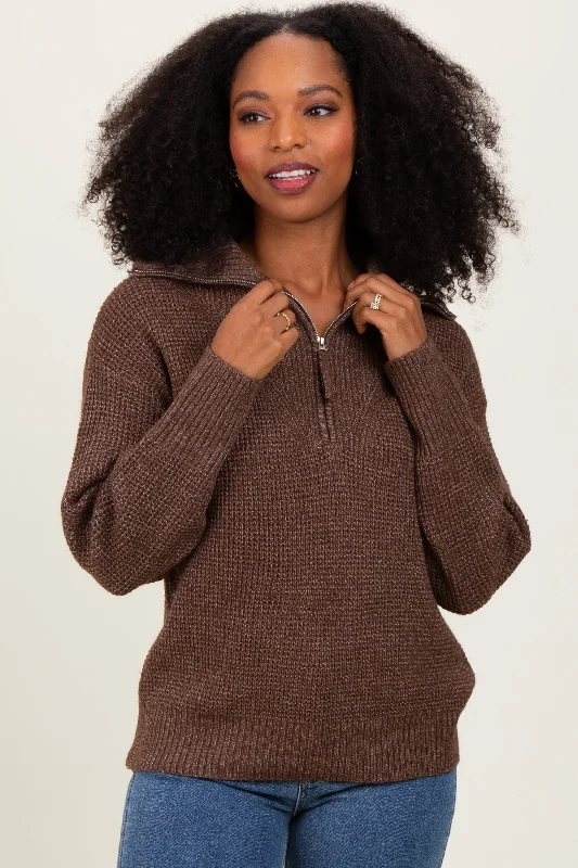 Brown Half Zip Pullover Sweater Best Sellers