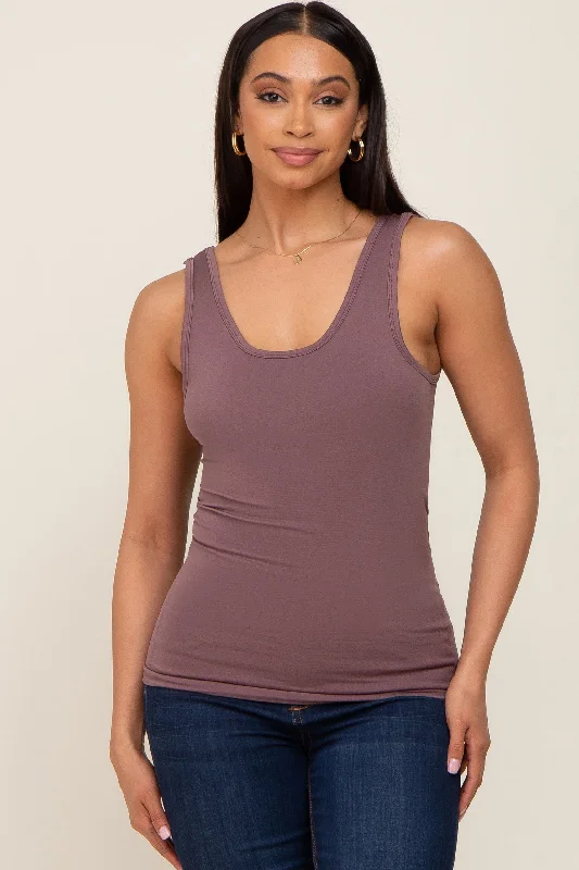 Brown Seamless Tank Top Trendy Attire For Her