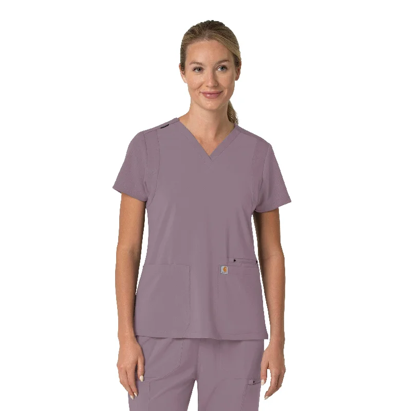 Carhartt Force Cross-Flex Women's Flex Panel V-Neck Scrub Top - Lavender Mist Trendy Aesthetics