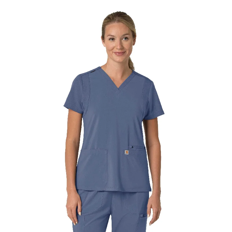 Carhartt Force Cross-Flex Women's Flex Panel V-Neck Scrub Top - Riverside Exclusive Designer Collection