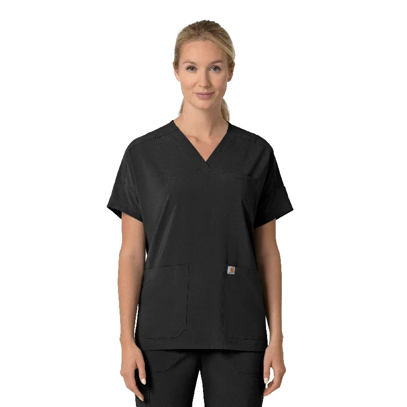 Carhartt Force Cross-Flex Women's Oversized V-Neck Scrub Top - Black Your Timeless Wardrobe Awaits