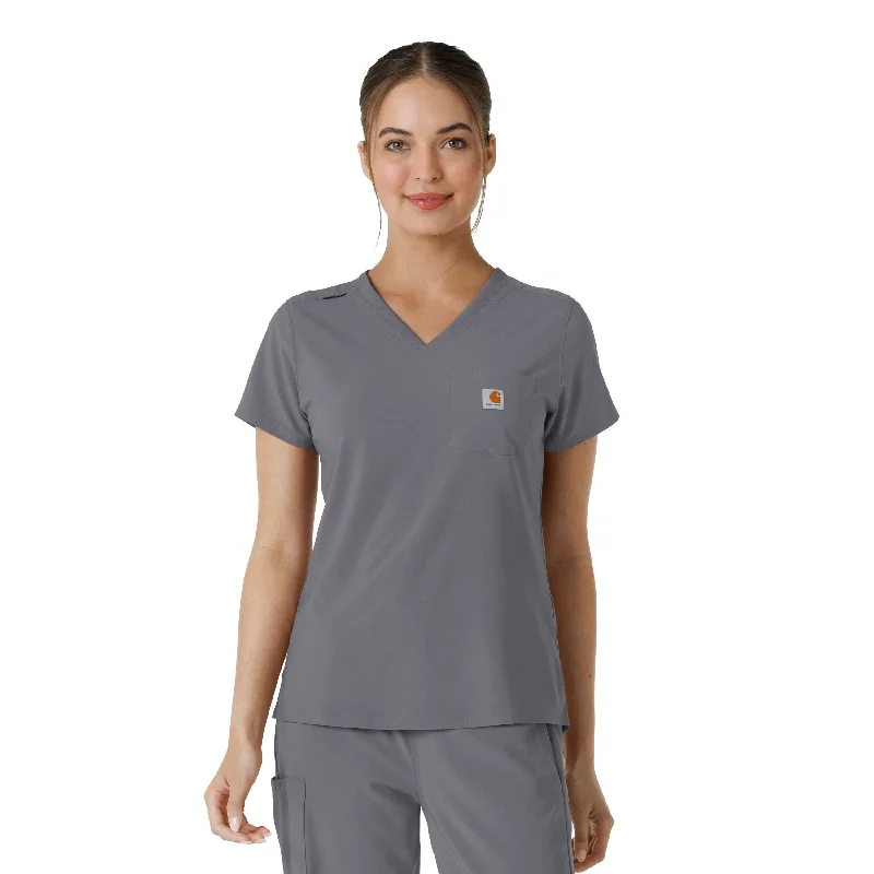 Carhartt Force Cross-Flex Women's Tuck-In Scrub Top - Pewter Exclusive Sale