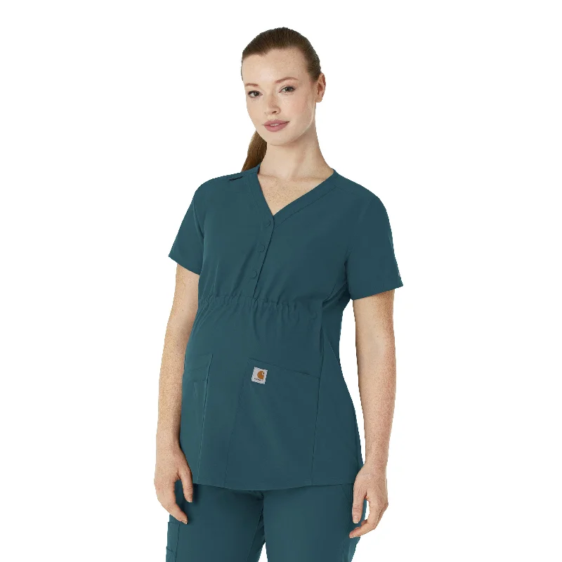 Carhartt Force Essentials Women's Henley Maternity Scrub Top - Caribbean Massive Savings