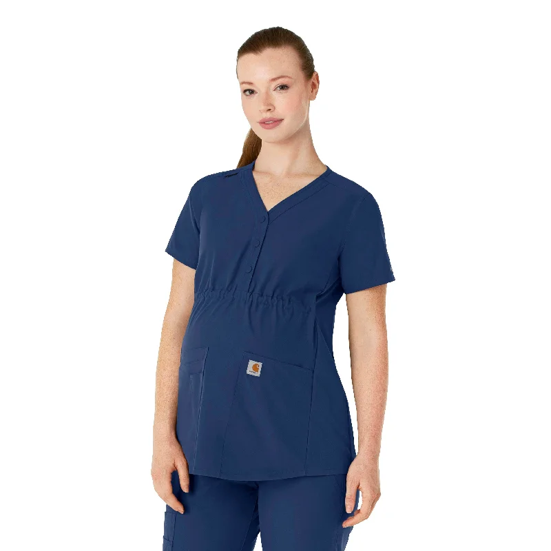 Carhartt Force Essentials Women's Henley Maternity Scrub Top - Navy Top Deals