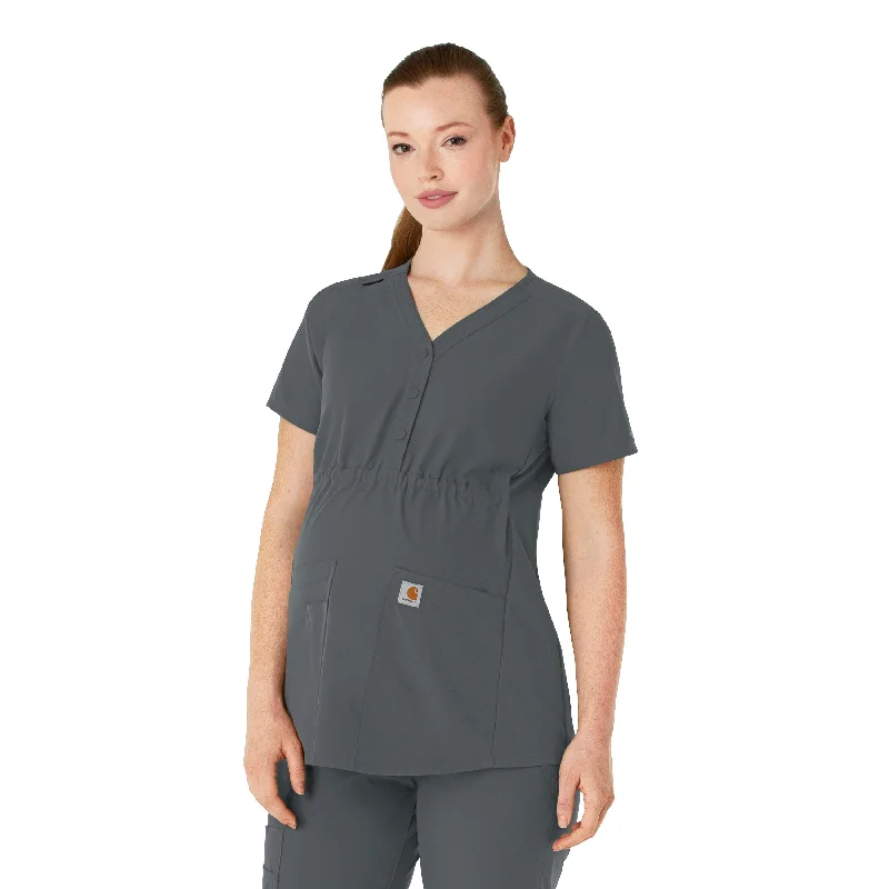 Carhartt Force Essentials Women's Henley Maternity Scrub Top - Pewter Trendy Clothing Sale