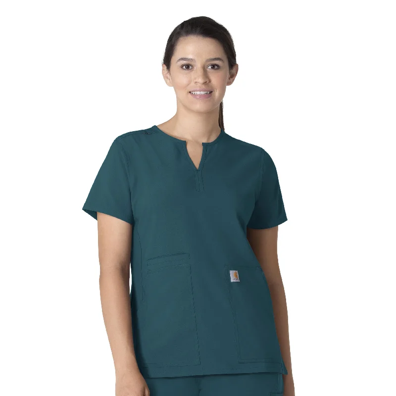 Carhartt Force Essentials Women's Notch Neck Tunic Scrub Top - Caribbean Blue Elegant Attire