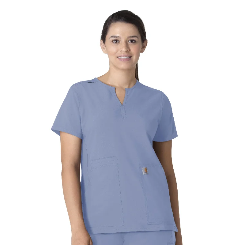 Carhartt Force Essentials Women's Notch Neck Tunic Scrub Top - Ceil Blue Must Haves