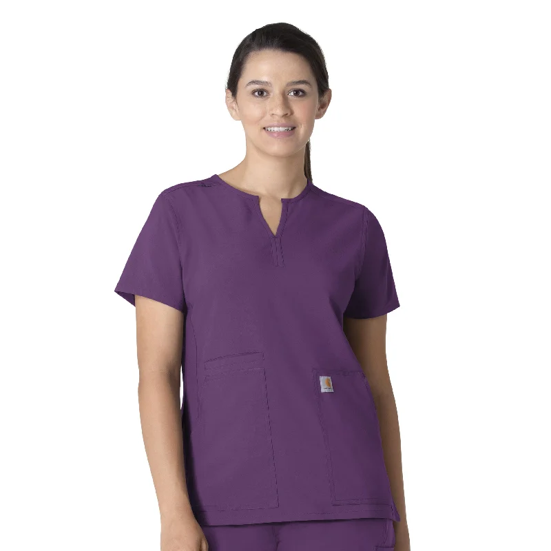 Carhartt Force Essentials Women's Notch Neck Tunic Scrub Top - Eggplant Timeless Elegant