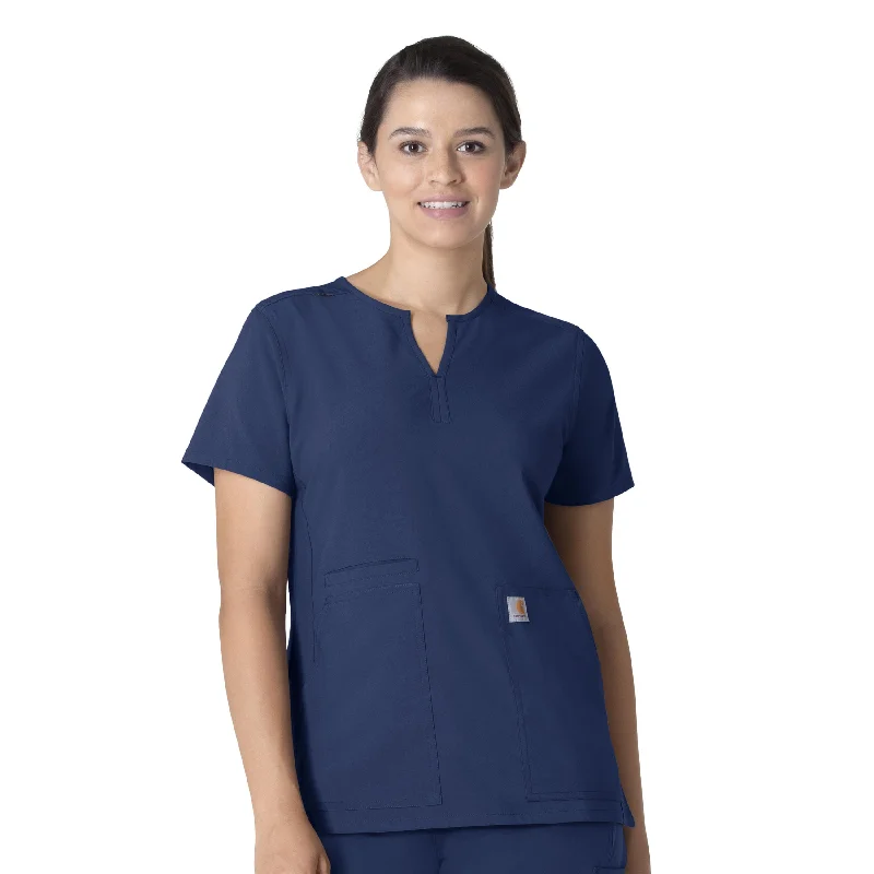 Carhartt Force Essentials Women's Notch Neck Tunic Scrub Top - Navy Imeless Style