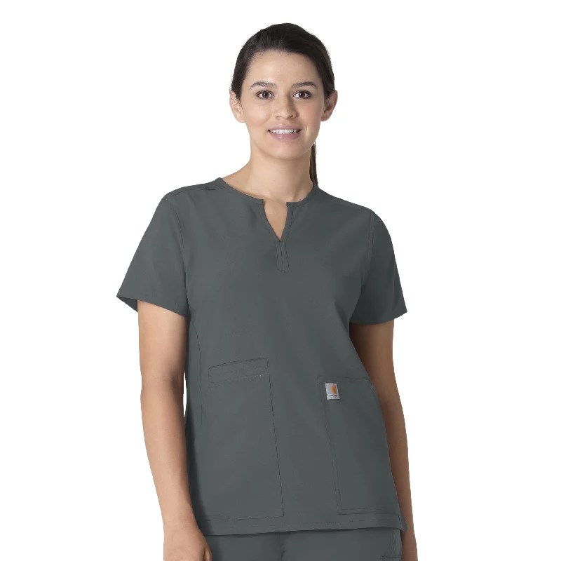 Carhartt Force Essentials Women's Notch Neck Tunic Scrub Top - Pewter Exquisite Craftsmanship