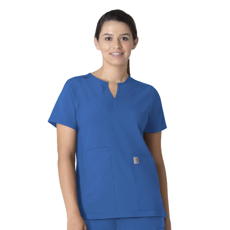 Carhartt Force Essentials Women's Notch Neck Tunic Scrub Top - Royal Flowy Fabric