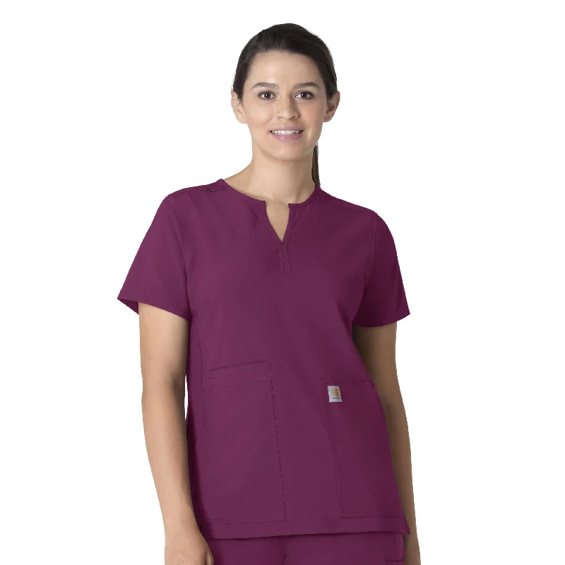 Carhartt Force Essentials Women's Notch Neck Tunic Scrub Top - Wine Feminine Flow