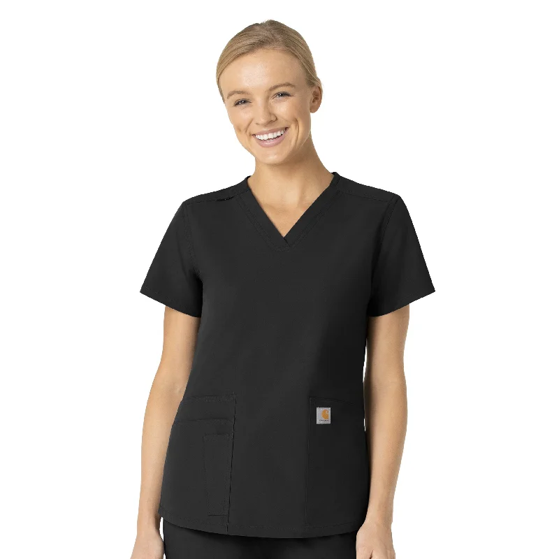 Carhartt Force Essentials Women's V-Neck Scrub Top - Black High End Designer Brands Discount