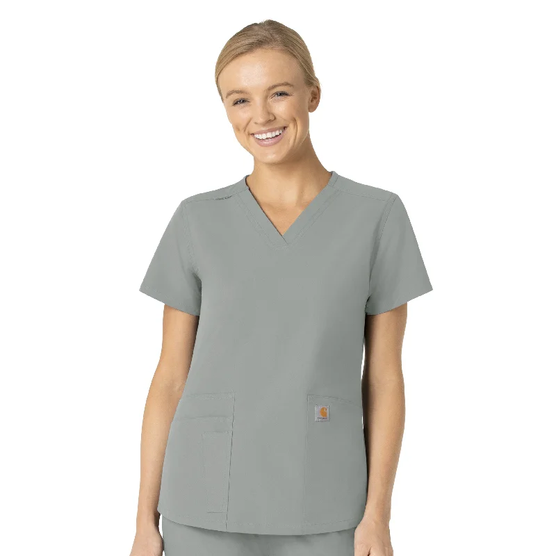 Carhartt Force Essentials Women's V-Neck Scrub Top - Grey Casual Chic