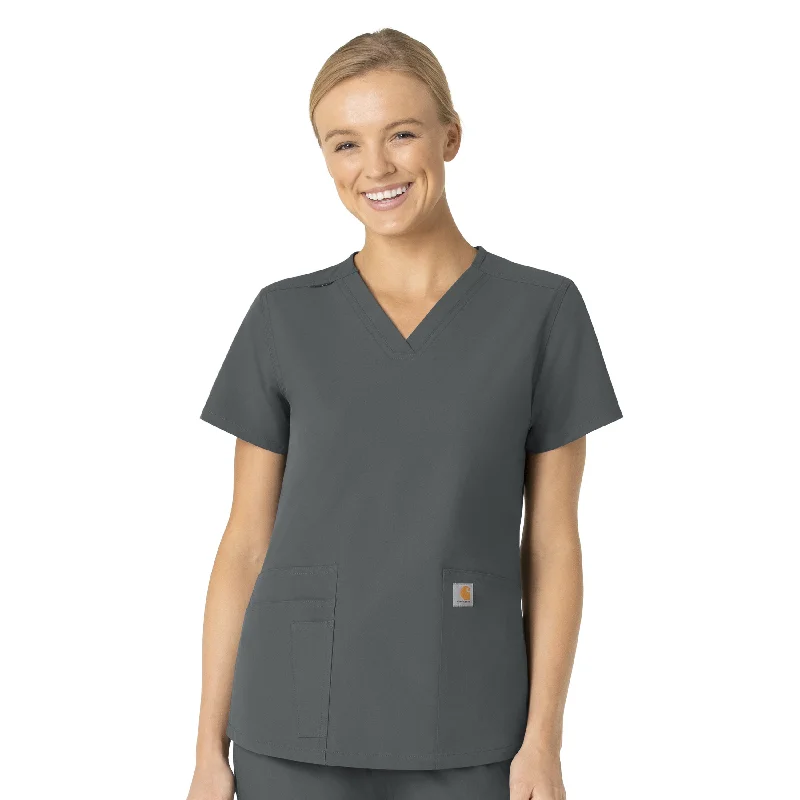 Carhartt Force Essentials Women's V-Neck Scrub Top - Pewter Massive Selection Sale