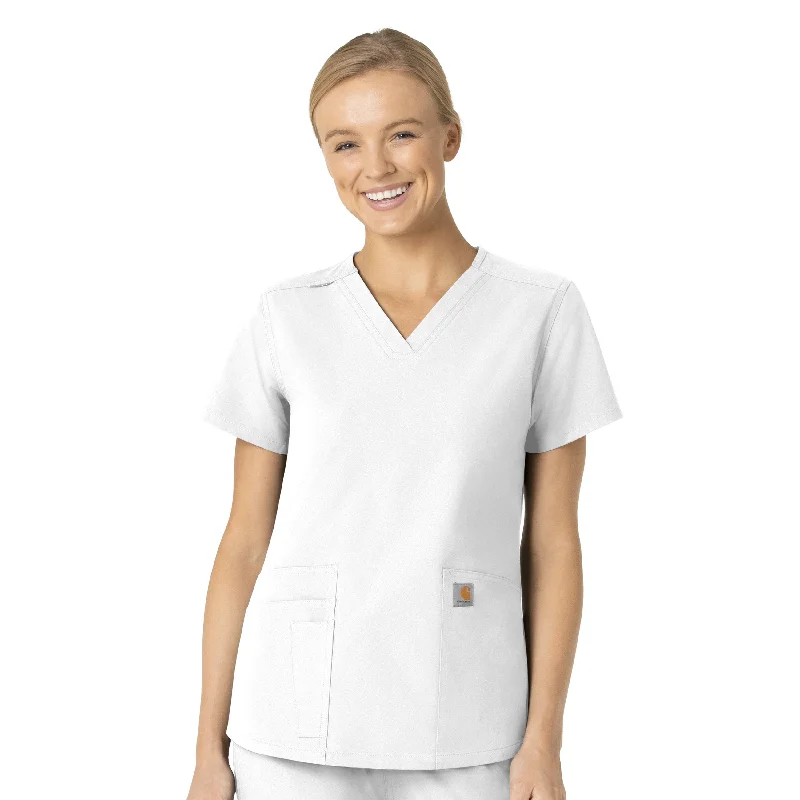 Carhartt Force Essentials Women's V-Neck Scrub Top - White Hot Sale