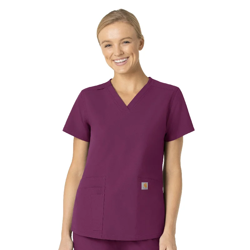 Carhartt Force Essentials Women's V-Neck Scrub Top - Wine Gift Ideas