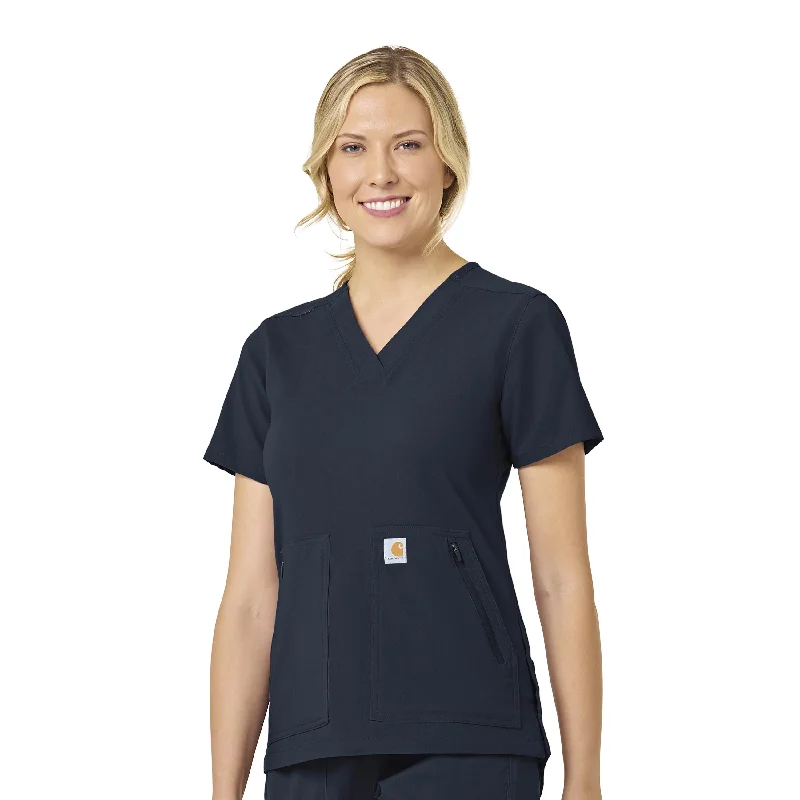 Carhartt Rugged Flex Peak Women's 4-Pocket V-Neck Scrub Top - Navy Evening Elegance